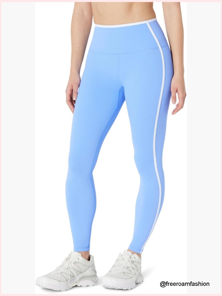 High Waist Full Length Yoga Leggings With Contrast Trim